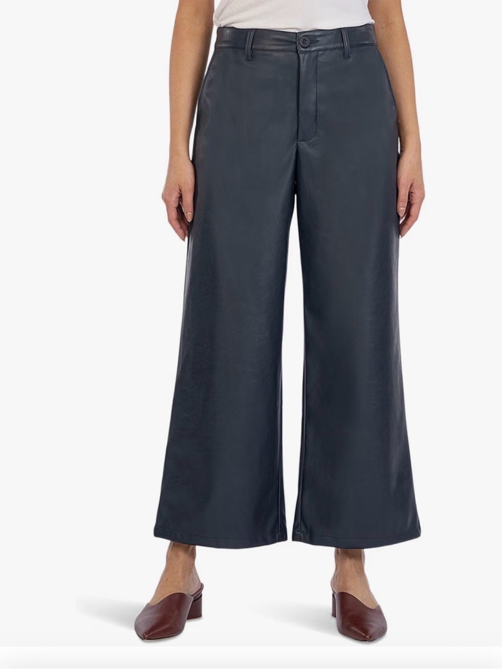 Kut from the Kloth Wide Leg Faux Leather Pants in Navy